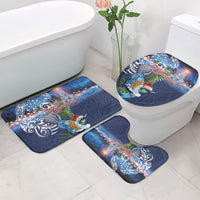 New Zealand Merry Christmas Bathroom Set Maori Tribal Pattern with Xmas Tui Bird