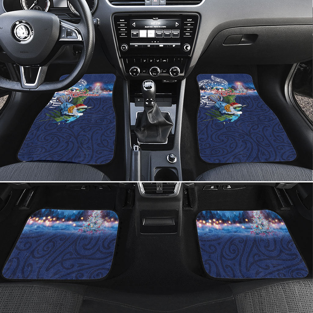 New Zealand Merry Christmas Car Mats Maori Tribal Pattern with Xmas Tui Bird LT03 Set 4pcs Multicolor - Polynesian Pride