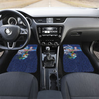 New Zealand Merry Christmas Car Mats Maori Tribal Pattern with Xmas Tui Bird LT03 Set 2pcs - Front Multicolor - Polynesian Pride