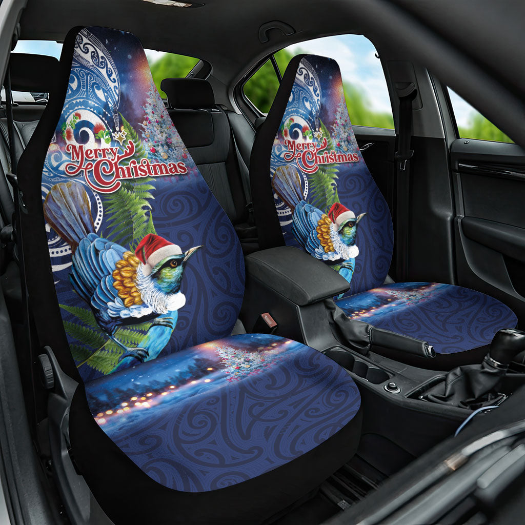 New Zealand Merry Christmas Car Seat Cover Maori Tribal Pattern with Xmas Tui Bird LT03 One Size Multicolor - Polynesian Pride