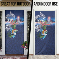 New Zealand Merry Christmas Door Cover Maori Tribal Pattern with Xmas Tui Bird LT03 - Polynesian Pride