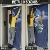 New Zealand Merry Christmas Door Cover Maori Tribal Pattern with Xmas Tui Bird LT03 - Polynesian Pride