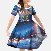 New Zealand Merry Christmas Family Matching Long Sleeve Bodycon Dress and Hawaiian Shirt Maori Tribal Pattern with Xmas Tui Bird LT03 Daughter's Dress Multicolor - Polynesian Pride