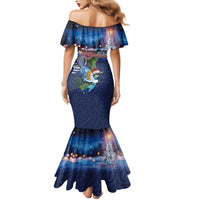 New Zealand Merry Christmas Family Matching Mermaid Dress and Hawaiian Shirt Maori Tribal Pattern with Xmas Tui Bird LT03 - Polynesian Pride