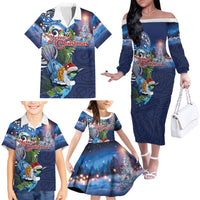 New Zealand Merry Christmas Family Matching Off The Shoulder Long Sleeve Dress and Hawaiian Shirt Maori Tribal Pattern with Xmas Tui Bird LT03 - Polynesian Pride