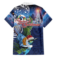 New Zealand Merry Christmas Family Matching Off The Shoulder Long Sleeve Dress and Hawaiian Shirt Maori Tribal Pattern with Xmas Tui Bird LT03 - Polynesian Pride