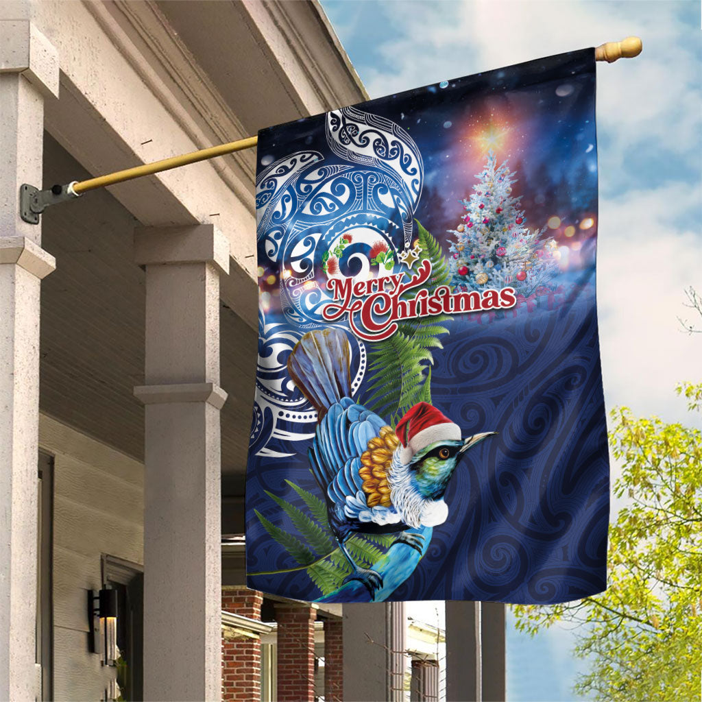 New Zealand Merry Christmas Garden Flag Maori Tribal Pattern with Xmas Tui Bird LT03 House Flag Multicolor - Polynesian Pride