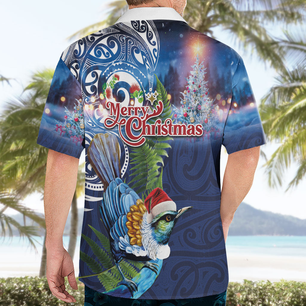 New Zealand Merry Christmas Hawaiian Shirt Maori Tribal Pattern with Xmas Tui Bird LT03 - Polynesian Pride