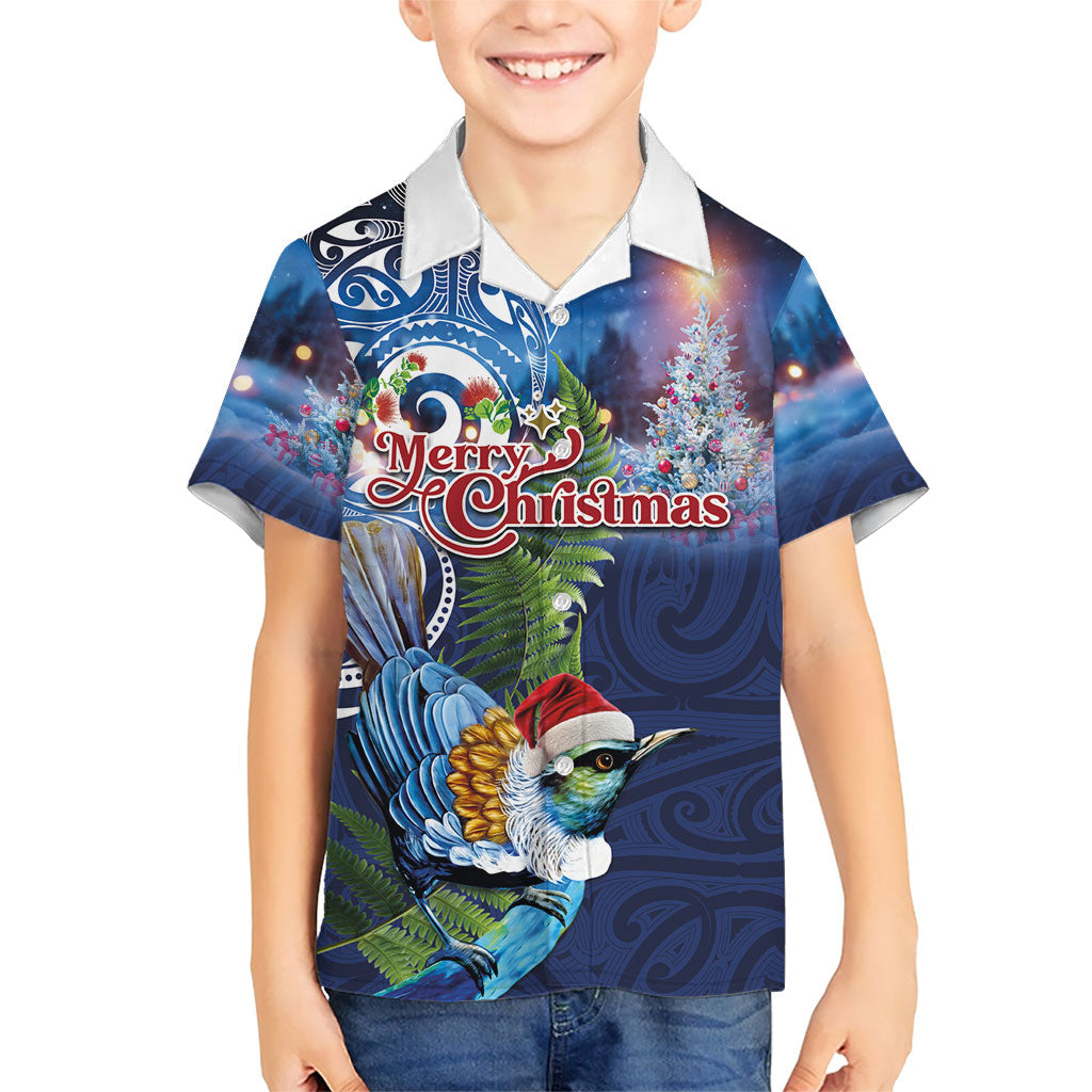 New Zealand Merry Christmas Hawaiian Shirt Maori Tribal Pattern with Xmas Tui Bird LT03 - Polynesian Pride
