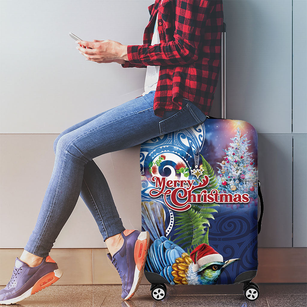 New Zealand Merry Christmas Luggage Cover Maori Tribal Pattern with Xmas Tui Bird LT03 - Polynesian Pride