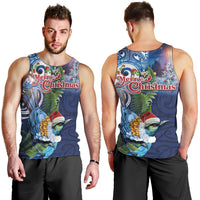 New Zealand Merry Christmas Men Tank Top Maori Tribal Pattern with Xmas Tui Bird LT03 - Polynesian Pride