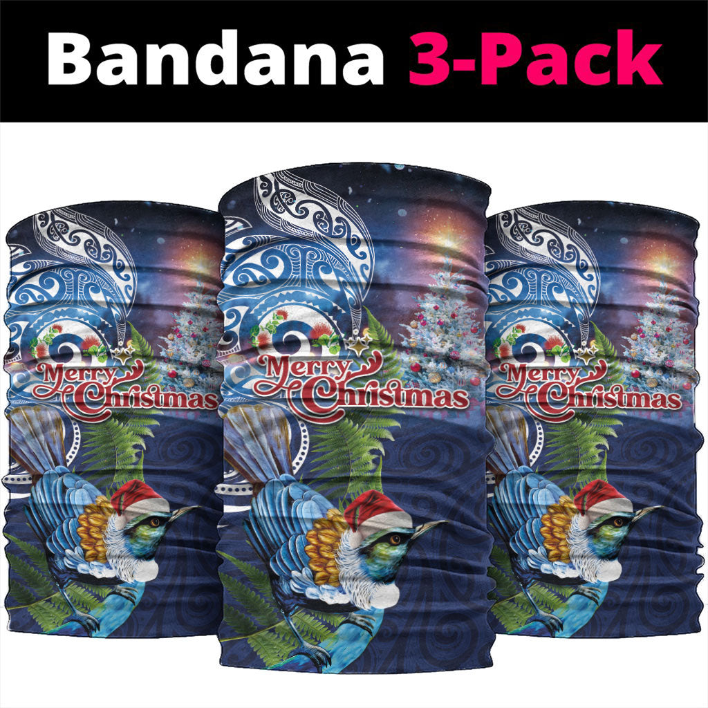 New Zealand Merry Christmas Neck Gaiter Maori Tribal Pattern with Xmas Tui Bird LT03 package One Size: 25*50cm Multicolor - Polynesian Pride