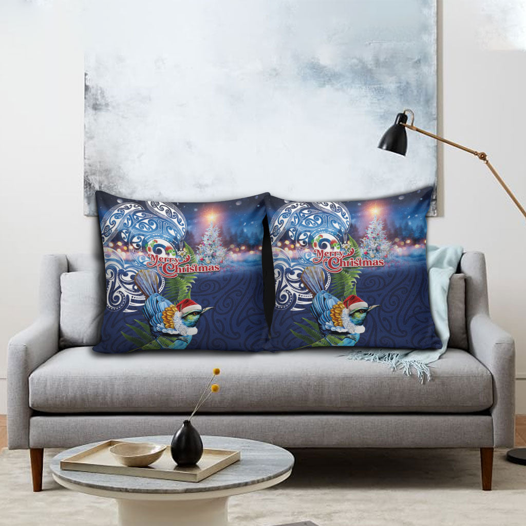 New Zealand Merry Christmas Pillow Cover Maori Tribal Pattern with Xmas Tui Bird LT03 - Polynesian Pride
