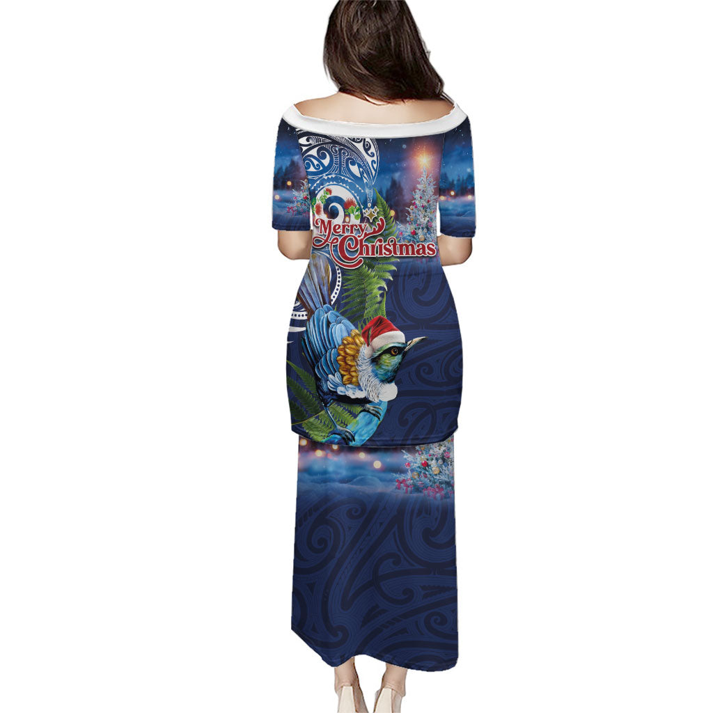 New Zealand Merry Christmas Puletasi Maori Tribal Pattern with Xmas Tui Bird LT03 - Polynesian Pride