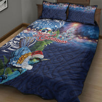 New Zealand Merry Christmas Quilt Bed Set Maori Tribal Pattern with Xmas Tui Bird LT03 - Polynesian Pride
