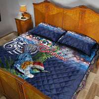 New Zealand Merry Christmas Quilt Bed Set Maori Tribal Pattern with Xmas Tui Bird LT03 - Polynesian Pride