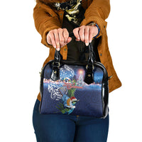 New Zealand Merry Christmas Shoulder Handbag Maori Tribal Pattern with Xmas Tui Bird LT03 One Size Multicolor - Polynesian Pride