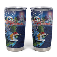 New Zealand Merry Christmas Tumbler Cup Maori Tribal Pattern with Xmas Tui Bird LT03 Multicolor - Polynesian Pride