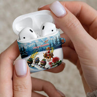 New Zealand and Australia Merry Christmas AirPods Case Kiwi Birds Skiing and Koala Santa Riding Kangaroo LT03 - Polynesian Pride