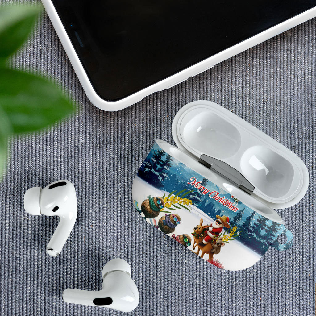 New Zealand and Australia Merry Christmas AirPods Case Kiwi Birds Skiing and Koala Santa Riding Kangaroo LT03 - Polynesian Pride