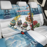 New Zealand and Australia Merry Christmas Back Car Seat Cover Kiwi Birds Skiing and Koala Santa Riding Kangaroo LT03 - Polynesian Pride