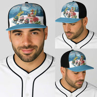 New Zealand and Australia Merry Christmas Baseball Net Cap Kiwi Birds Skiing and Santa Riding Kangaroo with Koala LT03 - Polynesian Pride