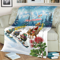 New Zealand and Australia Merry Christmas Blanket Kiwi Birds Skiing and Koala Santa Riding Kangaroo LT03 - Polynesian Pride