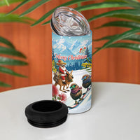 New Zealand and Australia Merry Christmas 4 in 1 Can Cooler Tumbler Kiwi Birds Skiing and Koala Santa Riding Kangaroo LT03 - Polynesian Pride