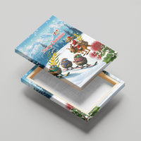 New Zealand and Australia Merry Christmas Canvas Wall Art Kiwi Birds Skiing and Koala Santa Riding Kangaroo LT03 - Polynesian Pride