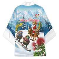 New Zealand and Australia Merry Christmas Kimono Kiwi Birds Skiing and Koala Santa Riding Kangaroo LT03 - Polynesian Pride
