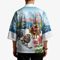 New Zealand and Australia Merry Christmas Kimono Kiwi Birds Skiing and Koala Santa Riding Kangaroo LT03 - Polynesian Pride