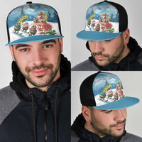 New Zealand and Australia Merry Christmas Mesh Trucker Cap Kiwi Birds Skiing and Santa Riding Kangaroo with Koala LT03 - Polynesian Pride