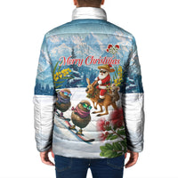 New Zealand and Australia Merry Christmas Padded Jacket Kiwi Birds Skiing and Koala Santa Riding Kangaroo LT03 - Polynesian Pride