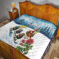 New Zealand and Australia Merry Christmas Quilt Kiwi Birds Skiing and Koala Santa Riding Kangaroo LT03 - Polynesian Pride