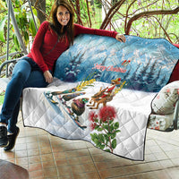 New Zealand and Australia Merry Christmas Quilt Kiwi Birds Skiing and Koala Santa Riding Kangaroo LT03 - Polynesian Pride