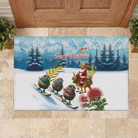 New Zealand and Australia Merry Christmas Rubber Doormat Kiwi Birds Skiing and Koala Santa Riding Kangaroo LT03 Multicolor - Polynesian Pride