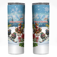 New Zealand and Australia Merry Christmas Skinny Tumbler Kiwi Birds Skiing and Koala Santa Riding Kangaroo LT03 Multicolor - Polynesian Pride