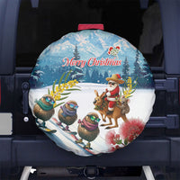New Zealand and Australia Merry Christmas Spare Tire Cover Kiwi Birds Skiing and Koala Santa Riding Kangaroo LT03 No hole Multicolor - Polynesian Pride