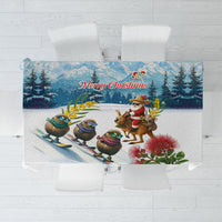 New Zealand and Australia Merry Christmas Tablecloth Kiwi Birds Skiing and Koala Santa Riding Kangaroo LT03 Multicolor - Polynesian Pride