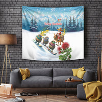 New Zealand and Australia Merry Christmas Tapestry Kiwi Birds Skiing and Koala Santa Riding Kangaroo LT03 Multicolor - Polynesian Pride