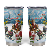 New Zealand and Australia Merry Christmas Tumbler Cup Kiwi Birds Skiing and Koala Santa Riding Kangaroo LT03 Multicolor - Polynesian Pride