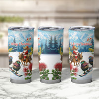 New Zealand and Australia Merry Christmas Tumbler Cup Kiwi Birds Skiing and Koala Santa Riding Kangaroo LT03 - Polynesian Pride