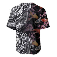 Hawaiian and Japanese Together Baseball Jersey Polynesian Triball Tattoo Koi Carps and Sakura LT03 - Polynesian Pride