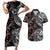 Hawaiian and Japanese Together Couples Matching Short Sleeve Bodycon Dress and Hawaiian Shirt Polynesian Triball Tattoo Koi Carps and Sakura