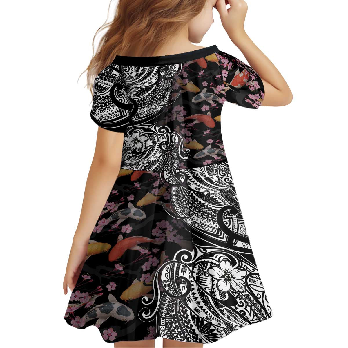 Hawaiian and Japanese Together Family Matching Puletasi and Hawaiian Shirt Polynesian Triball Tattoo Koi Carps and Sakura LT03 - Polynesian Pride