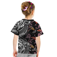 Hawaiian and Japanese Together Kid T Shirt Polynesian Triball Tattoo Koi Carps and Sakura LT03 - Polynesian Pride
