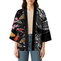Hawaiian and Japanese Together Kimono Polynesian Triball Tattoo Koi Carps and Sakura - Polynesian Pride