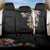 Hawaiian and Japanese Together Back Car Seat Cover Colorful Traditional Japanese Tattoo and Kakau Pattern Black Color