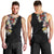 Hawaiian and Japanese Together Men Tank Top Colorful Traditional Japanese Tattoo and Kakau Pattern Black Color