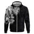 Hawaiian and Japanese Together Zip Hoodie Japanese Koi Fish Tattoo and Kakau Pattern Black Color
